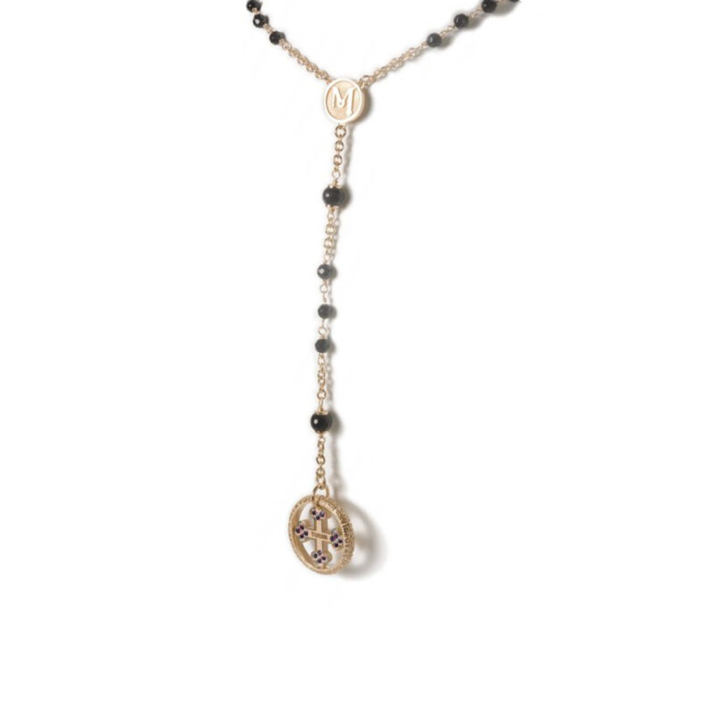 PRE-LOVED Collana rosario in argento, onice e spinelli