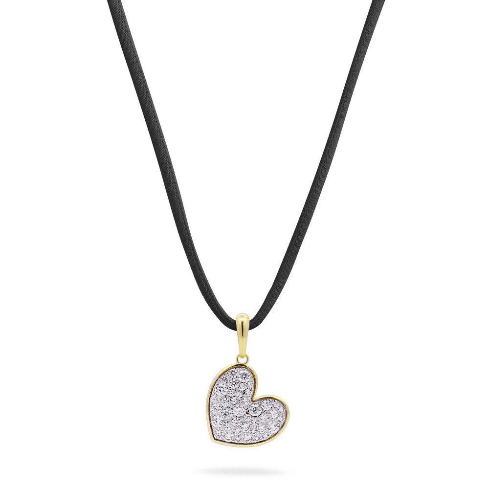 Tuscany Silver Ciondolo A Cuore 'Love' Stardust In Argento Sterling 925 Riciclato Su Catena Curb 46 Cm - Gioiello Ipoallergenico Per Donna