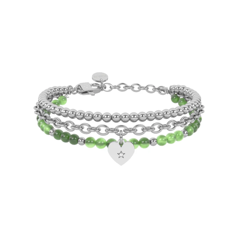 Bracciale giada verde con cuore