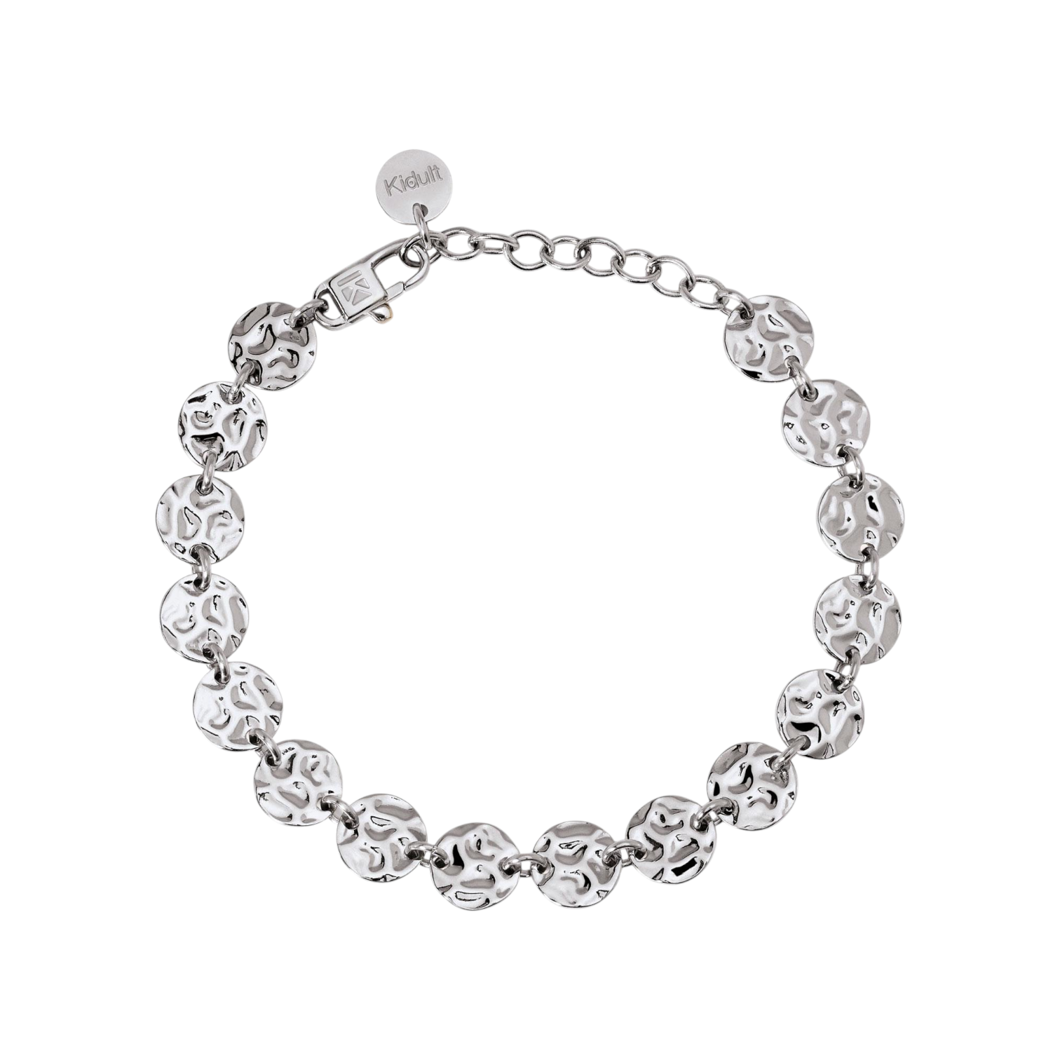 Bracciale martellato in acciaio argentato