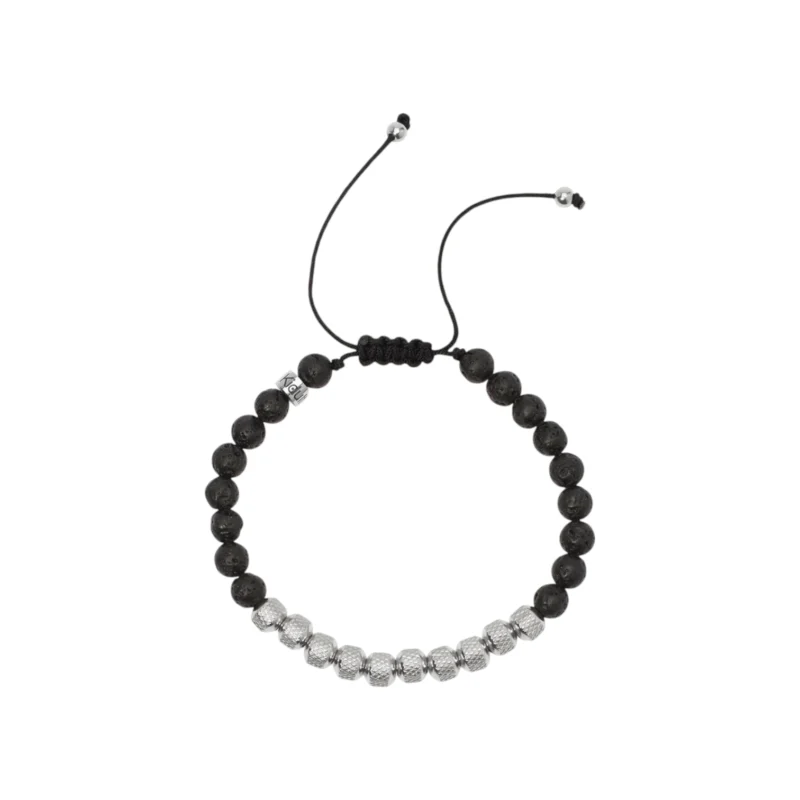 Bracciale con pietra lavica e nylon nero