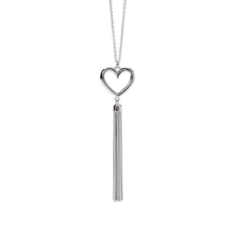 Collana con catena rolò e pendente cuore con catene snake