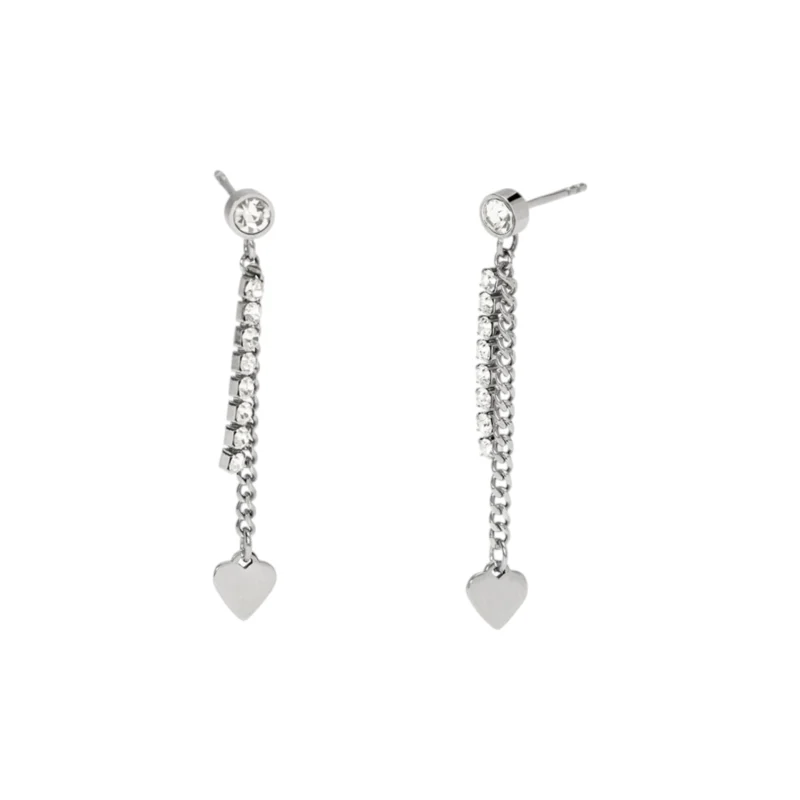 Orecchini con pendenti cuore e cristalli