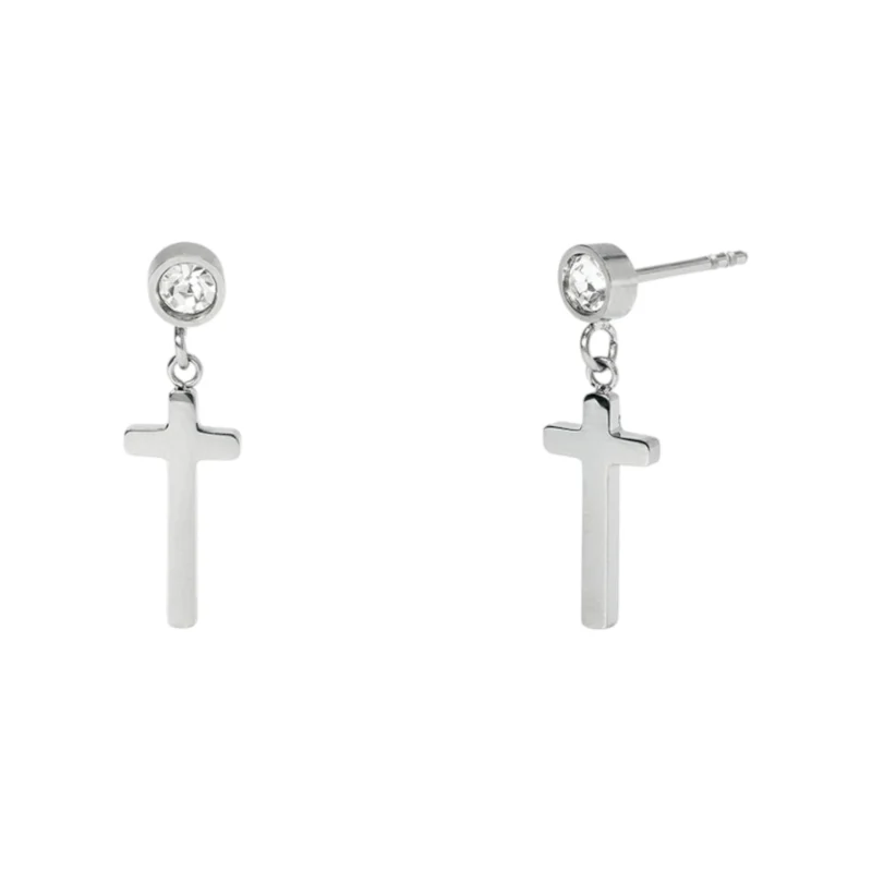 Orecchini con pendenti croce e cristalli